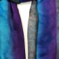 Blue Striped Modal Silk Hand Painted Watercolor Scarf