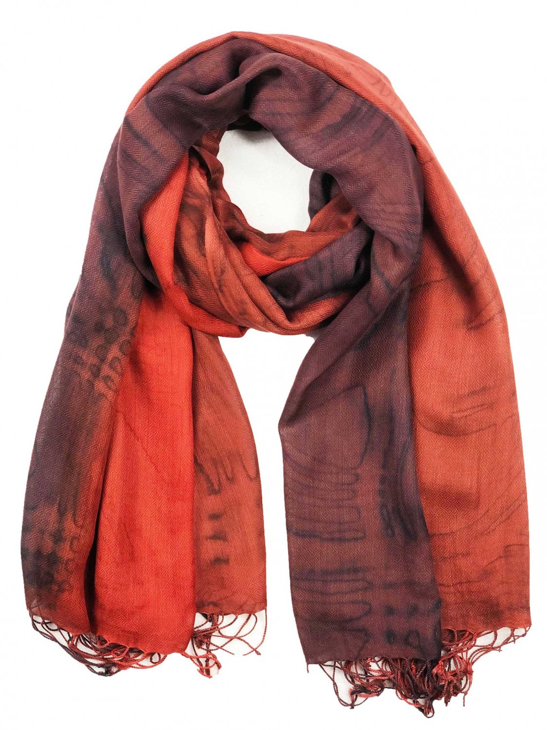 Burgundy Modal Silk Hand Painted Watercolor Scarf