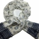 Gray Hand Painted Wool And Silk Blend Scarf