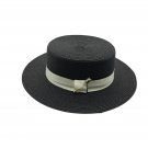 Demi| Black and White Straw Boater