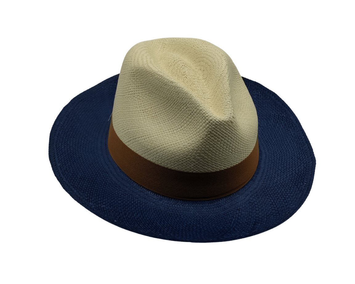 Bicolor (Natural on Blue) Panama Hat