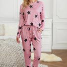 Pink Star Print Long Sleeve Pant Two-Piece Set Sports Wear