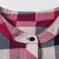 Button Pocket Tab-sleeve Knee-length Plaid Shirt Dress