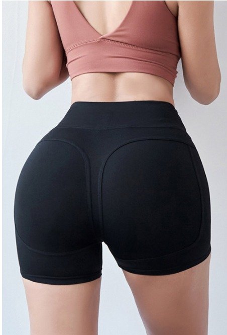 Black Lifting Fitness Training Running Quick-Drying Stretch Peach Hip Shorts