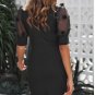 Black Mesh Puff Sleeve Bodycon Mini Dress