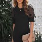 Black Mesh Puff Sleeve Bodycon Mini Dress