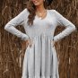 Gray Brushed Fleece Long Sleeve Ruffle Mini Dress
