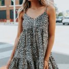 Button Detail Leopard Babydoll Dress