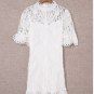 White Puff Sleeve Crochet Lace Mini Dress