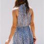 Leopard Sleeveless Mock Neck Ruffle Tie Waist Mini Dress