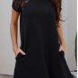 Black Lace Short Sleeve Patchwork Mini Dress