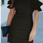 Black Ruffled Sleeves Off Shoulder Mini Dress