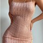 Sequin Patchwork Chain Strap Sleeveless Bodycon Mini Dress