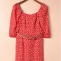 Red Daisy Print Square Neck Puff Sleeve Mini Dress