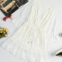 White Wrap V Neck Elastic Waist Polka Dot Mesh Lace Splicing Dress