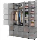 Modular Closet Organizer Plastic Cabinet, 30 Cube Wardrobe Cubby Shelving Storage Gray