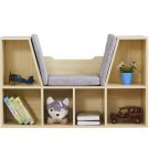 6-Cubby Kids Bookcase, Multi-Purpose Storage Organizer Cabinet Shelf for Children Dark Natural Color