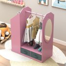 Kids Costume Organizer Kids Armoire Open Hanging Armoire Closet with Mirror-PINK