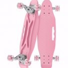 23.2" Plastic Mini Skateboard, with Bendable Deck and Smooth Colorful PU Wheels-Pink
