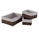 Handmade Wicker Storage Baskets Set Shelf Baskets Woven Decorative Home Storage Bins-Brown