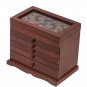 Large Jewelry Organizer Wooden Storage Box 6 Layers Case with 5 Drawers, Brown