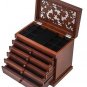 Large Jewelry Organizer Wooden Storage Box 6 Layers Case with 5 Drawers, Brown