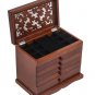 Large Jewelry Organizer Wooden Storage Box 6 Layers Case with 5 Drawers, Brown
