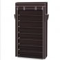 10 Tiers Shoe Rack with Dustproof Cover Closet Shoe Storage Cabinet Organizer Dark Brown