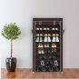 10 Tiers Shoe Rack with Dustproof Cover Closet Shoe Storage Cabinet Organizer Dark Brown