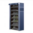 Modern 8 Tier Shoe Storage Closet Organizer Rack with Cover Navy Blue