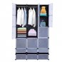 18-Cube DIY Modular Cubby Shelving Storage Organizer Extra Large Wardrobe with Clothes Rod