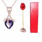 Valentines Day Gift Heart Shaped Blue Purple Crystal Diamond Pendant