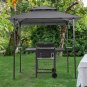 Outdoor Grill Gazebo 8 x 5 Ft, Shelter Tent, Double Tier and Steel Frame with hook and Bar , Grey