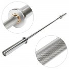 5ft Steel Double Copper Sleeve Double Bearing Threaded Non-slip Curved Barbell Bar Silver