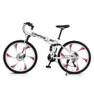 26-Inch 21-Speed Six-Wheel Foldable Mountain Bike White
