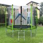 8FT Round Trampoline for Kids with Safety Outdoor Backyard Trampoline with Ladder, Green