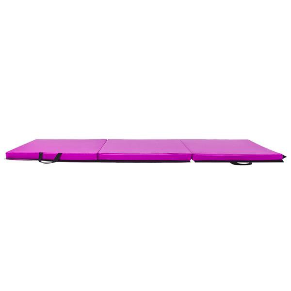 6'x2'x2" Tri-fold Gymnastics Yoga Mat with Hand Buckle Purple