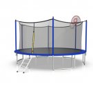 16ft Trampoline with Enclosure, New Upgraded Kids Outdoor Trampoline with Basketball Hoop