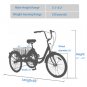 Adult Tricycle Trikes,3-Wheel Bikes,26 Inch Wheels Cruiser Bicycles with Large Shopping Basket