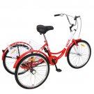 Adult Tricycle Trikes,3-Wheel Bikes,24 Inch Wheels 7 Speed Cruiser Bicycles with Large