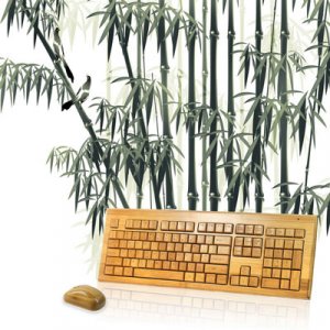 Wireless Bamboo Keyboard With 108 Keys + Mouse + USB Dongle Kit - WT3Q108