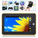 7 inches Resistive Touch Screen Android 2.2 Tablet PC(Yellow & Black & Red & White & Silver)