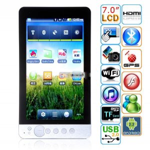 Android 2.2 Cortex-A8 512MB DDR2 4GB WIFI Bluetooth GPS 7-inch Capacitive Tablet PC - S7