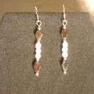 Garnet and White Cat's Eye Earrings
