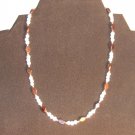 Garnet and White Cat's Eye Necklace