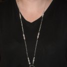 Pink and Gray Crystal Pearl Badge Lanyard