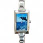 Jumping Dolphin Rectangular Italian Charm Watch