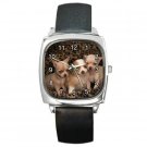 Chihuahua Puppies Square Metal Watch