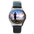 Couple in the Tropical Sunset Round Metal Watch FREE SHIPPING