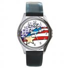 USA Flag with Peace Doves Round Metal Watch FREE SHIPPING